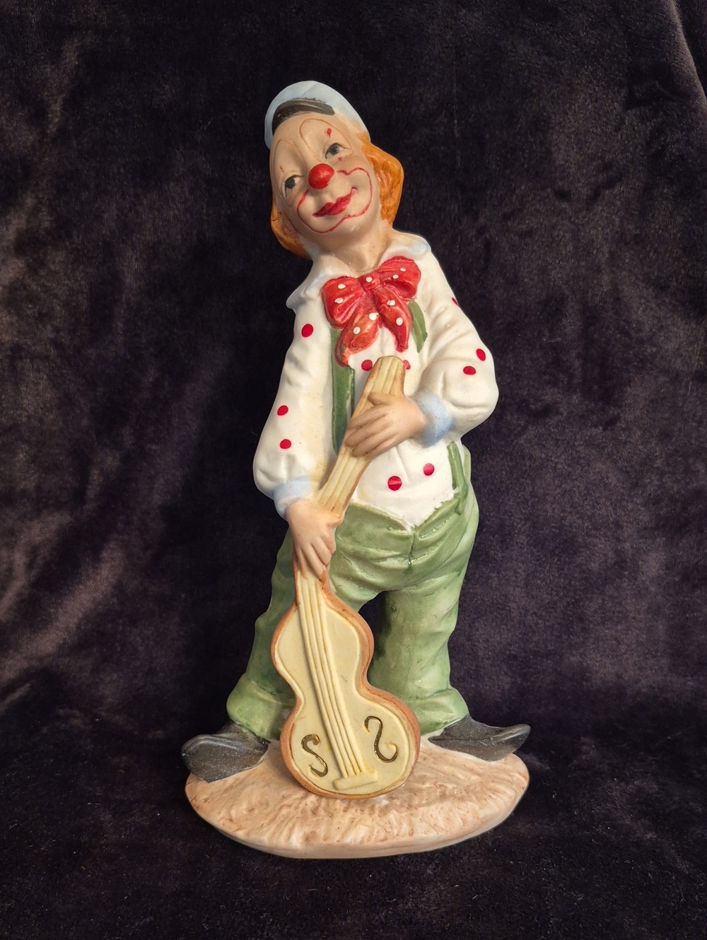 Vintage Clown with Guitar Ceramic Figurine